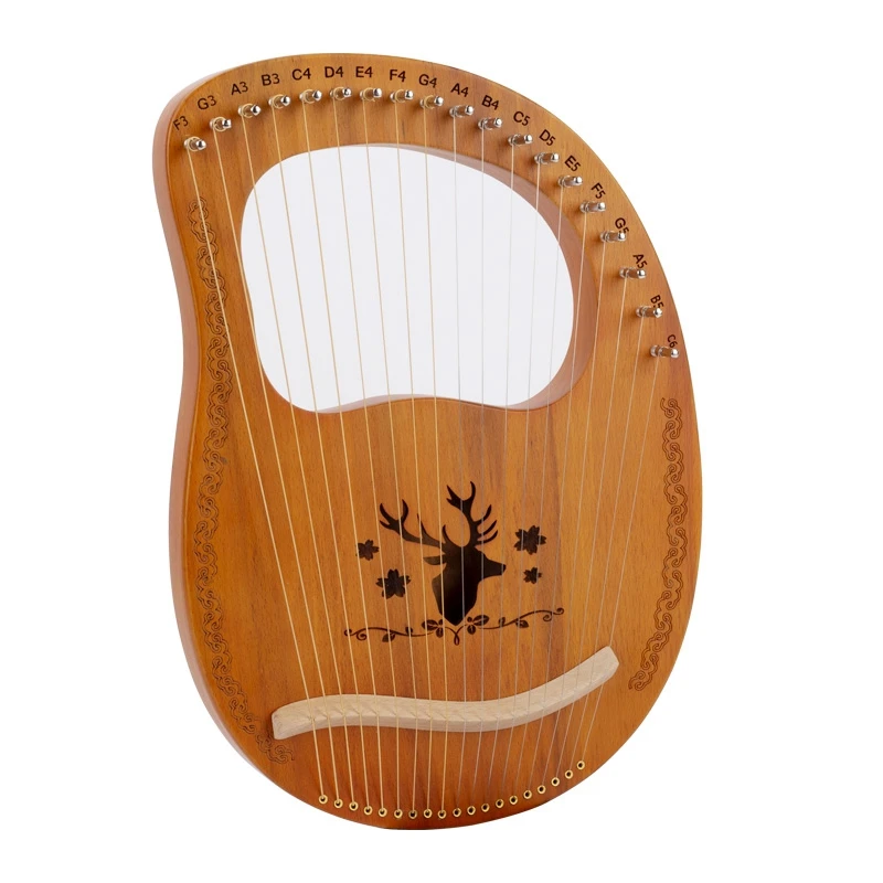 

19 Strings Wooden Mahogany Body Lyre Harp Musical Instrument with Tuning Wrench and Spare Strings
