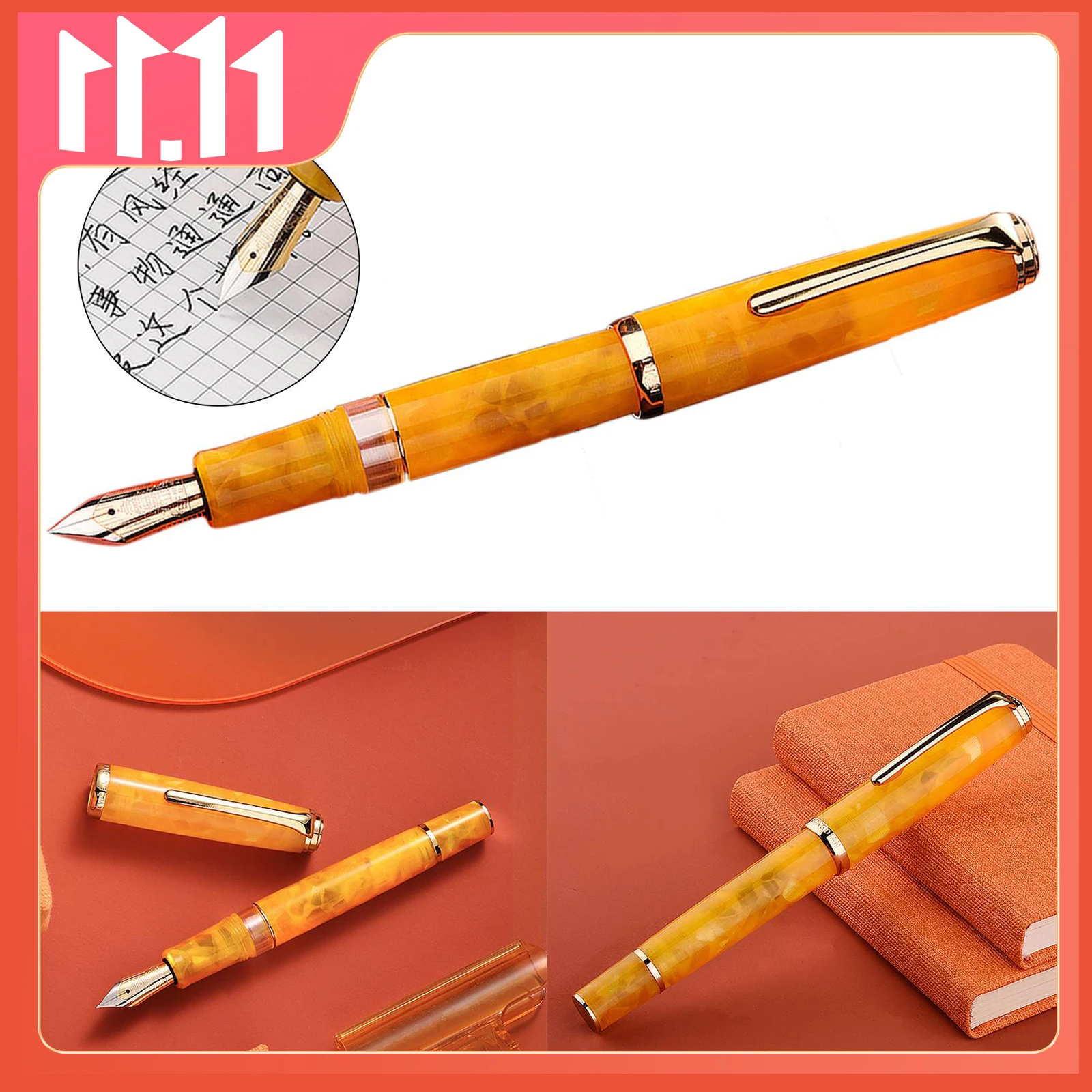 

Hongdian N1S fountain pen piston acrylic resin pen calligraphy exquisite student business office gift retro pens 0.5mm EF nib