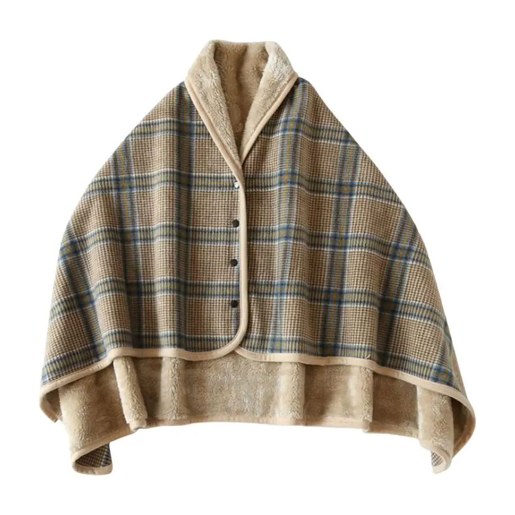 

Double Layer Wearable Blanket Button Shawl Man Woman Wraps Man Ladies Tippet Convenient With Elegant Design For Sofa Car Home