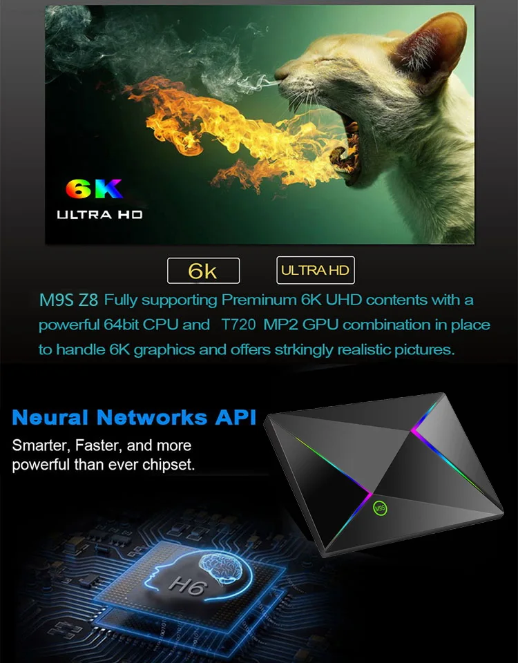 M9S Z8 Allwinner H6 четырехъядерный Android 9,0 Smart Tv Box 4 Гб ОЗУ 32 Гб ПЗУ 2,4 ГБ Wifi телеприставка 6K H.265 Youtube медиаплеер