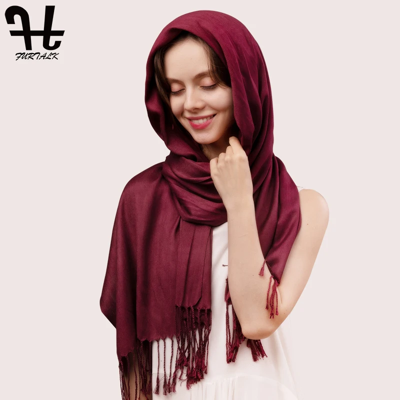 Меховой хлопковый хиджаб шарф для женщин 65х170см длинный осенний Шарф Шали