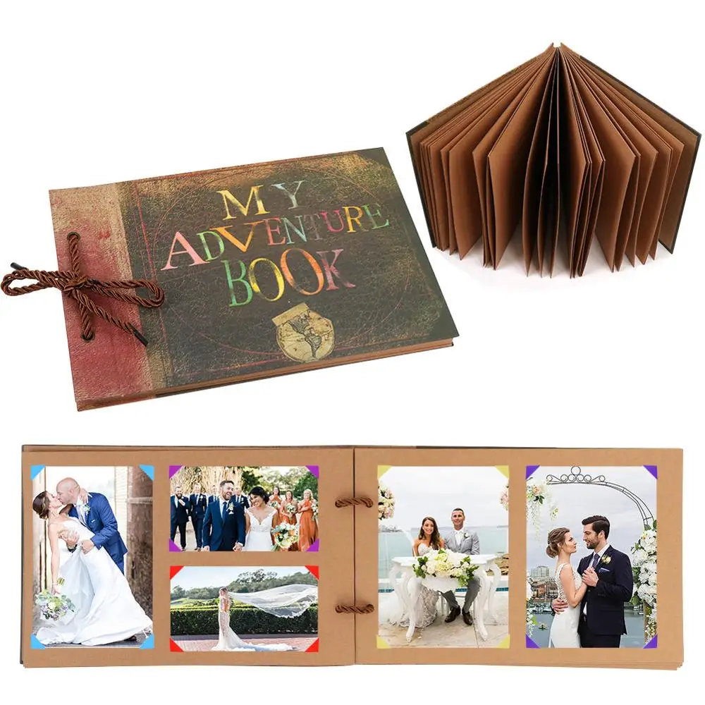 OurWarm 60/80 страниц Свадебный фотоальбом сделай сам книга для гостей из крафт-бумаги
