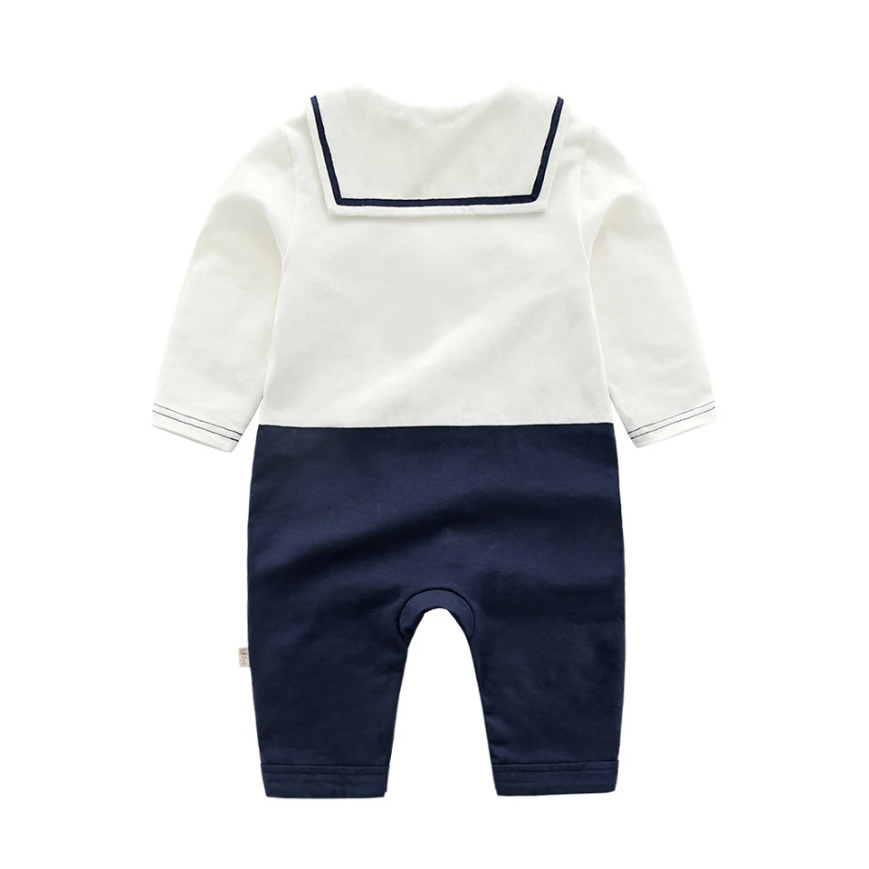 Baby Boys Romper Costume Toddler Sailor Navy Jumpsuit Bebe Suspender One set Outfit with Hat Infant Halloween Short Clothes Sets |
