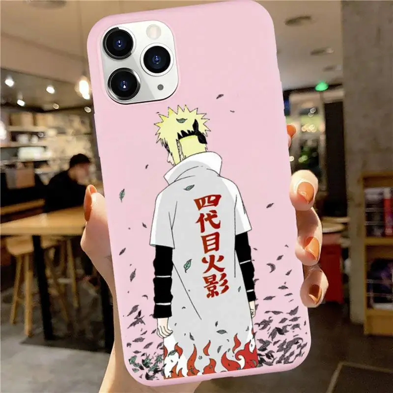 

Japan Cartoon Naruto Itachi Phone Case Pink Candy Color for iPhone 6 7 8 11 12 s mini pro X XS XR MAX Plus