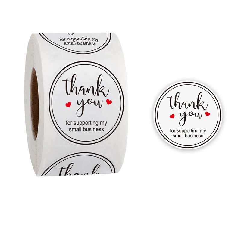 

100-500 Pcs 1 Inch Personalized Thank You Craft Label High Quality Sticker for Gift Card Party Wedding Packaging Small Business