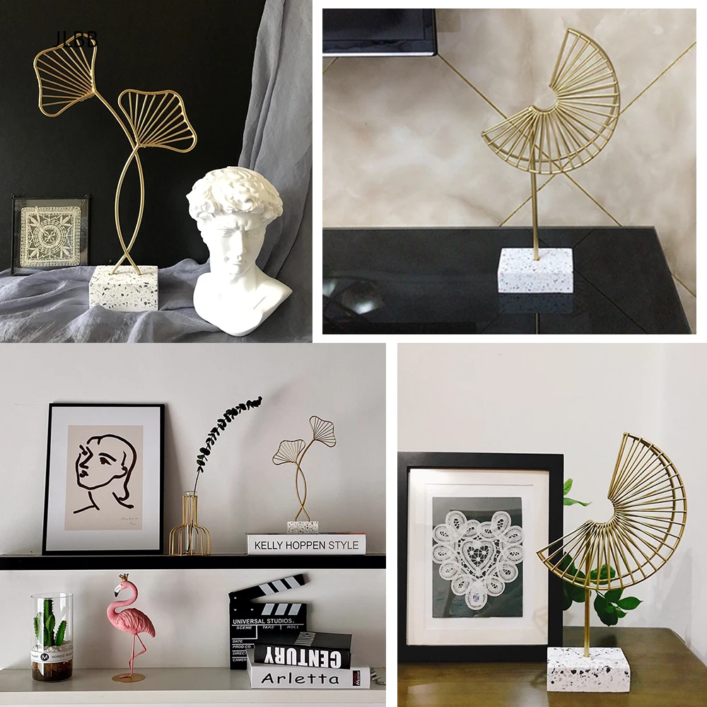 

nordic creative modern Home decoration accessories living room bedroom house Home decor desktop Golden plant statue Crafts gift