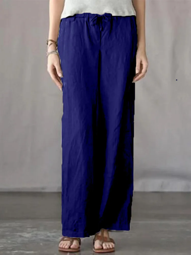 

2021 women's spring and summer new pure color cotton linen loose casual trousers durable and comfortable women