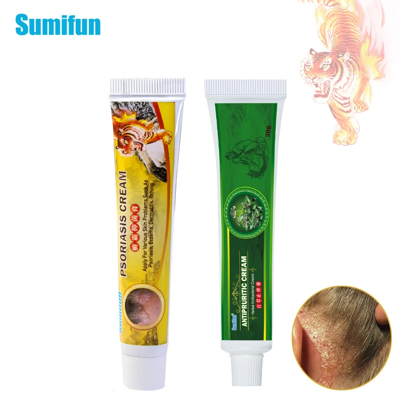 

2 Types Psoriasis Cream Bacteriostasis Eczema Dermatitis Anti-Inflammatory Pruritus Antipruritic Eczematoid Herbal Ointment