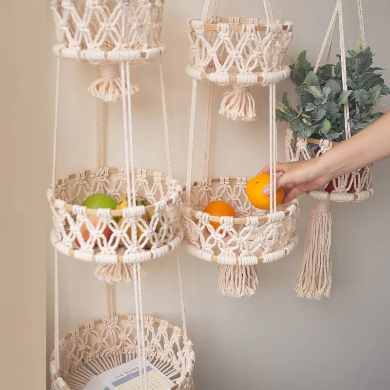 

Creative Home Decoration Storage Basket Living Room Bedroom Vegetable and Fruit Basket Cotton Rope Woven Storage Basket
