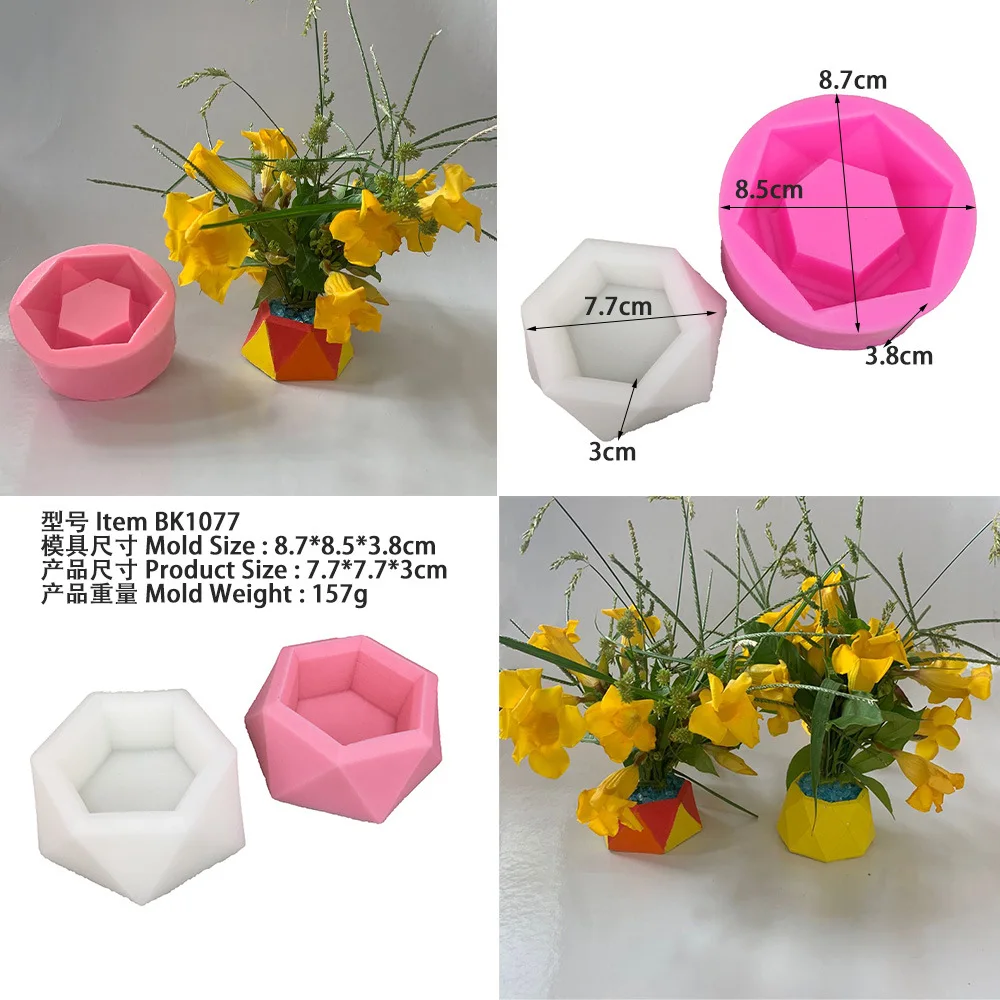 

Silicone Soap Mold Hexagon Aromatherapy Gypsum Candle Handmade Soap Mold Plant Bonsai Mould