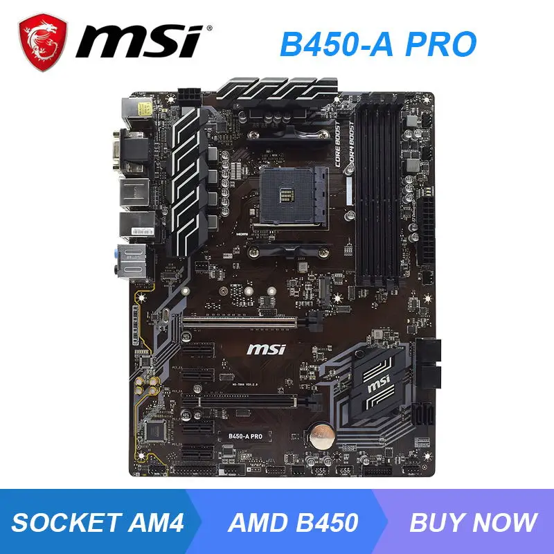 

MSI B450-A PRO Gaming Socket AM4 AMD B450 Motherboard ryzen 5 5600g 5600x Cpus DDR4 64GB M.2 SATA3 PCI-E 3.0 DVI HDMI USB3.1 ATX