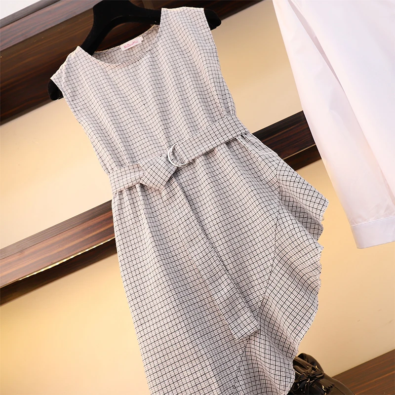 Женское платье-двойка осень 2020 модное свободное повседневное белое