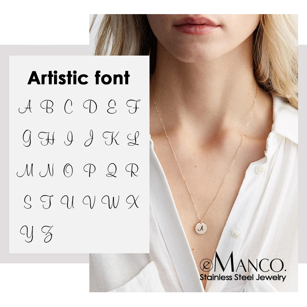 EManco художественное ожерелье с буквами алфавита инициала для женщин 316L из