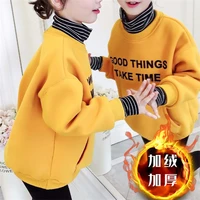 boys girls hoodies sweatshirts babys kids outwear 2021 yellow plus velvet thicken winter autumn top cotton childrens clothin