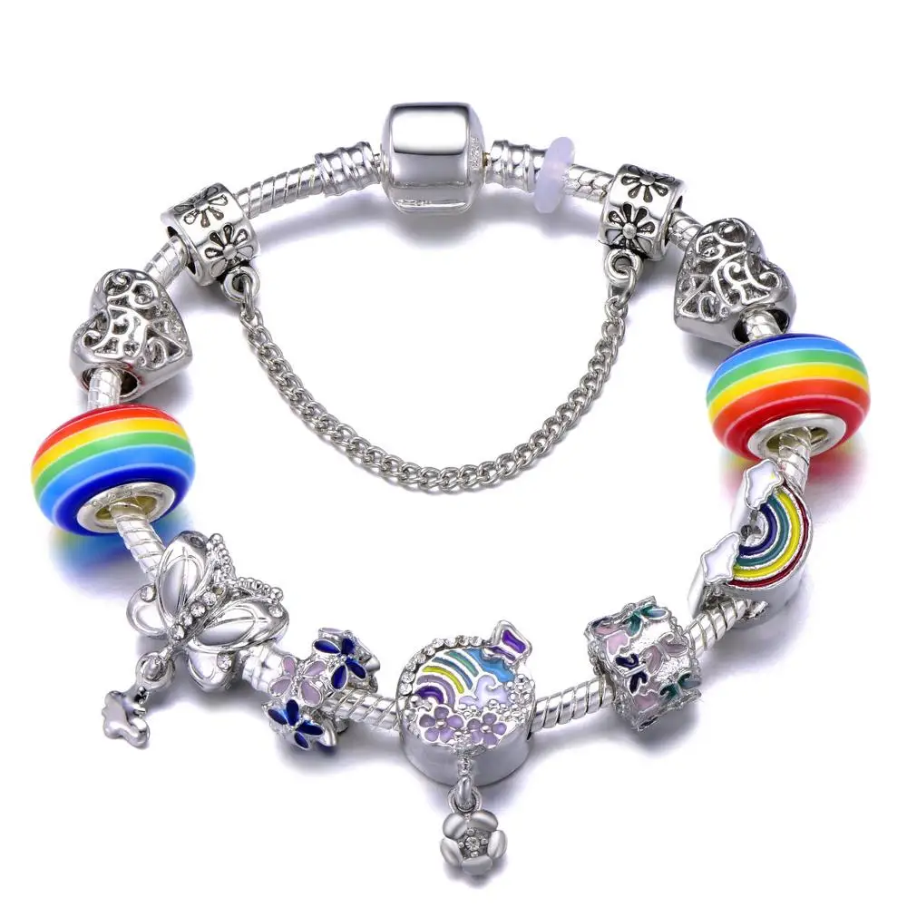 Красочный браслет с радужной перемычкой для женщин и девушек романтический