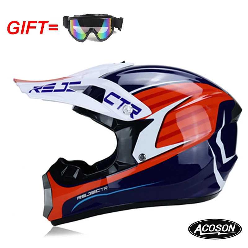 Motorcycle cross helmet for motorcycle helmet down MTB DH off road motorcycle cross racing helmet point with goggles - Цвет: 14