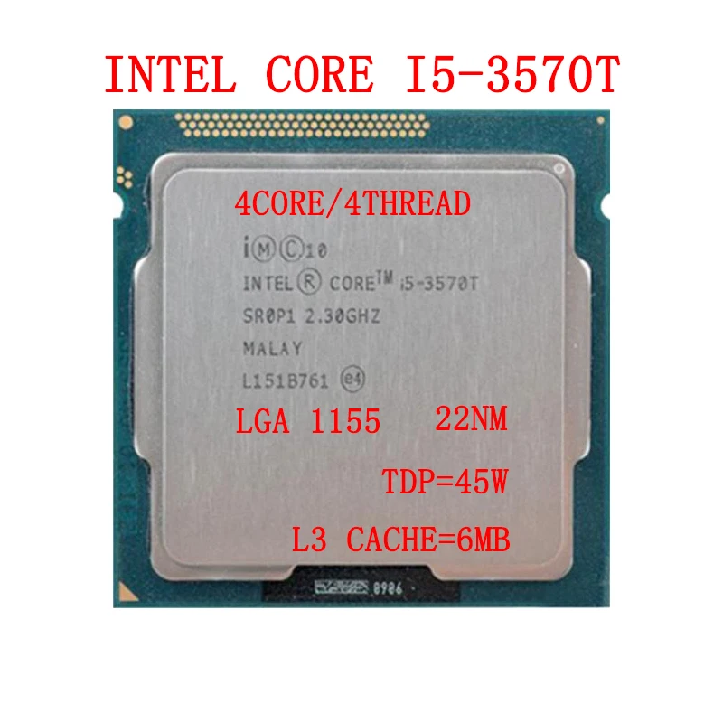 

Intel Core i5-3570T i5 3570T Quad-Core CPU 2.3GHz 6M 45W LGA 1155 Processor