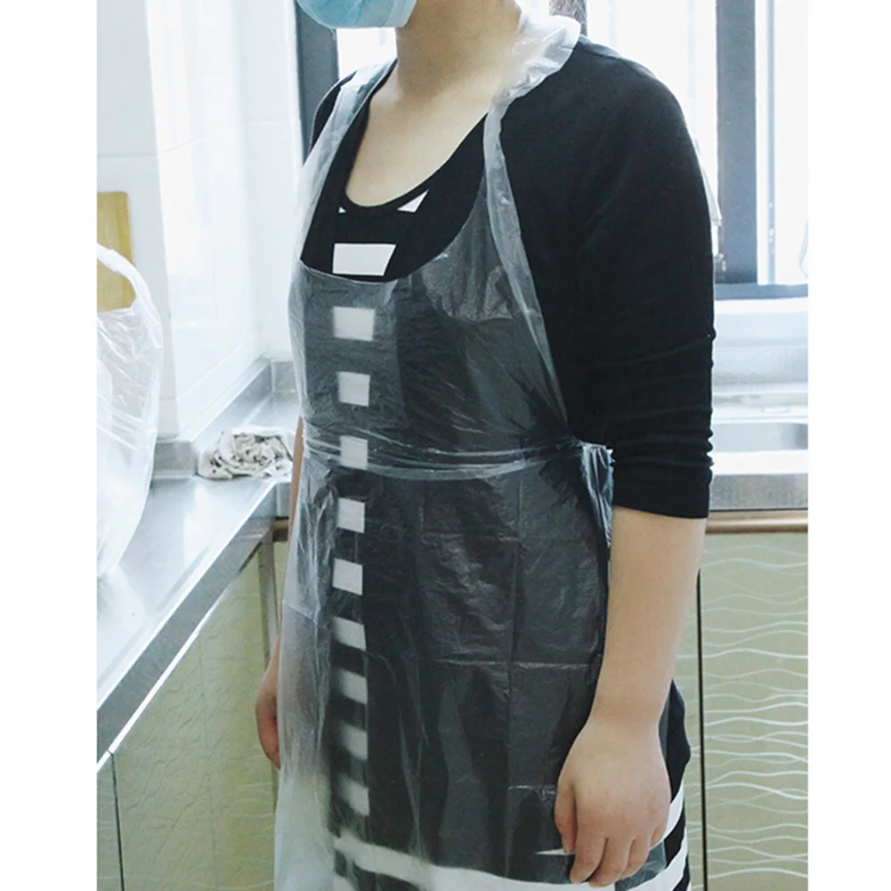 

100pcs Aprons Plastic Transparent Single Use Waterproof PE 23.6*38.58in