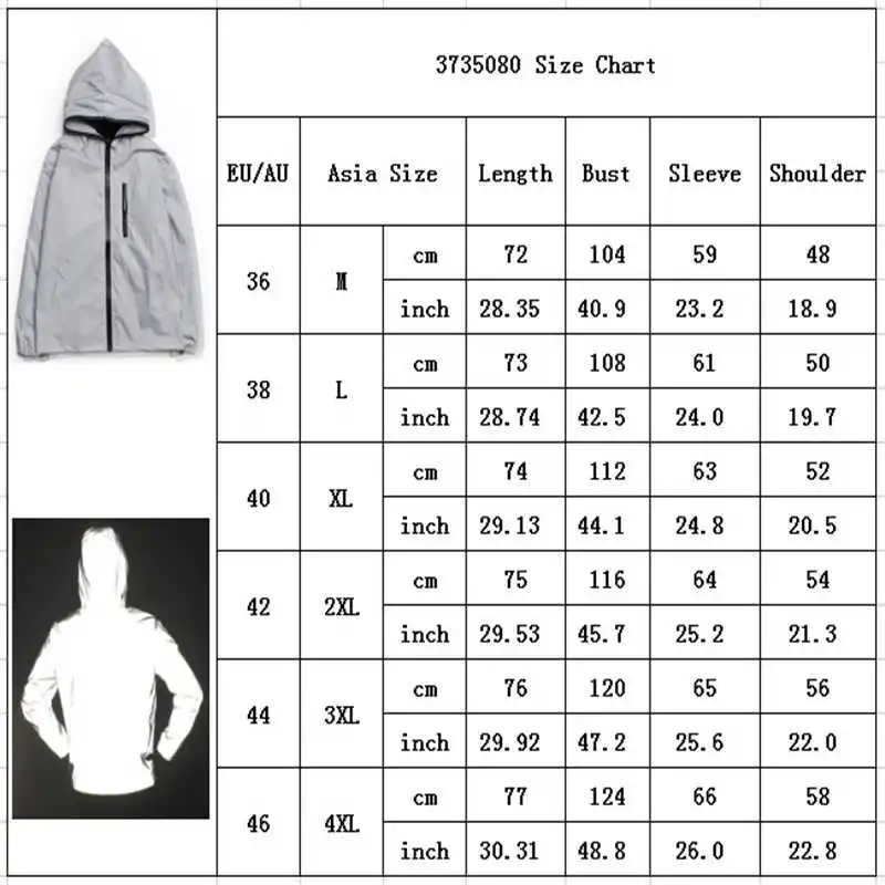 

Jacket Motorcycle Men's Safe Cycling 3M Coat Reflective Night Waterproof Hoodie