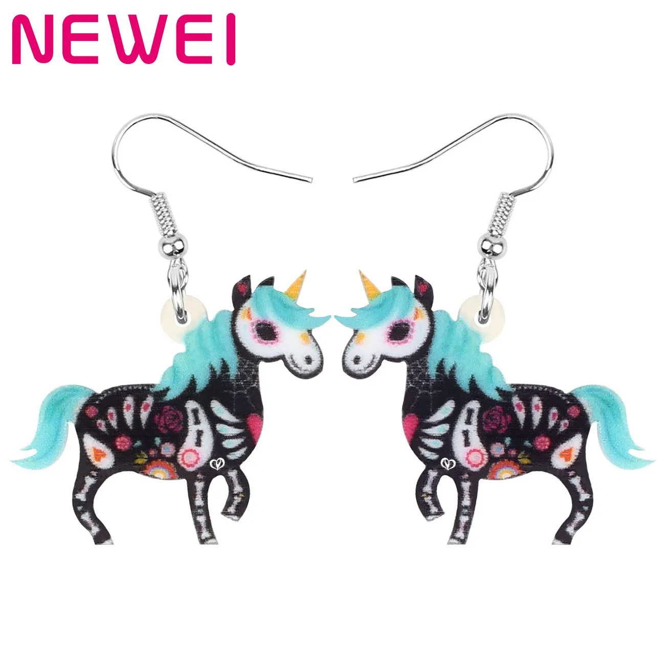Newei акриловый серьги с цветочным принтом в виде лошади на Хэллоуин милая подвеска