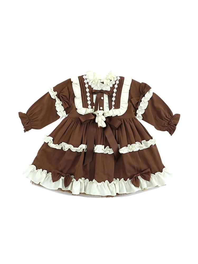 

Girls Clothes Spring 2021 New Bow-Knot Bear Lolita Waisted Baby Dress