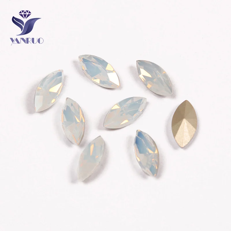 White Opal Yanruo 4200 топ с бриллиантами, пришивные стразы с золотыми когтями, стразы, швейные кристаллы для серебряных туфель, платья - Цвет: White Opal
