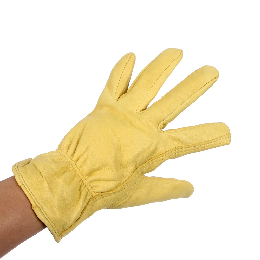 

New Vintage Goat Leather Motorcycle Bicycle Gloves Practical Yellow Universal Anti-slip Scooter Work Hunting Full Finger Gloves