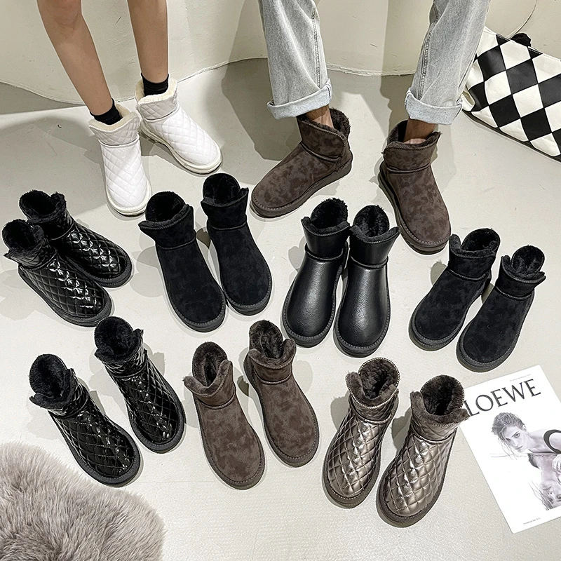 

Winter Women Boots 2021 New Plus Size Slip-on Solid Snow Fashion Warm Short Snow Boots Ladies Comfortable Women's Cotton Shoes