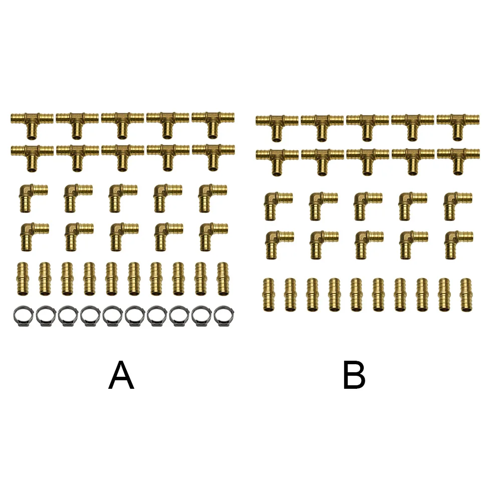 

10sets Elbow TEE Pipe Fittings Home Small Crimp Cinch Adapter Brass Connector Portable Durable Coupler Reducer Accessories