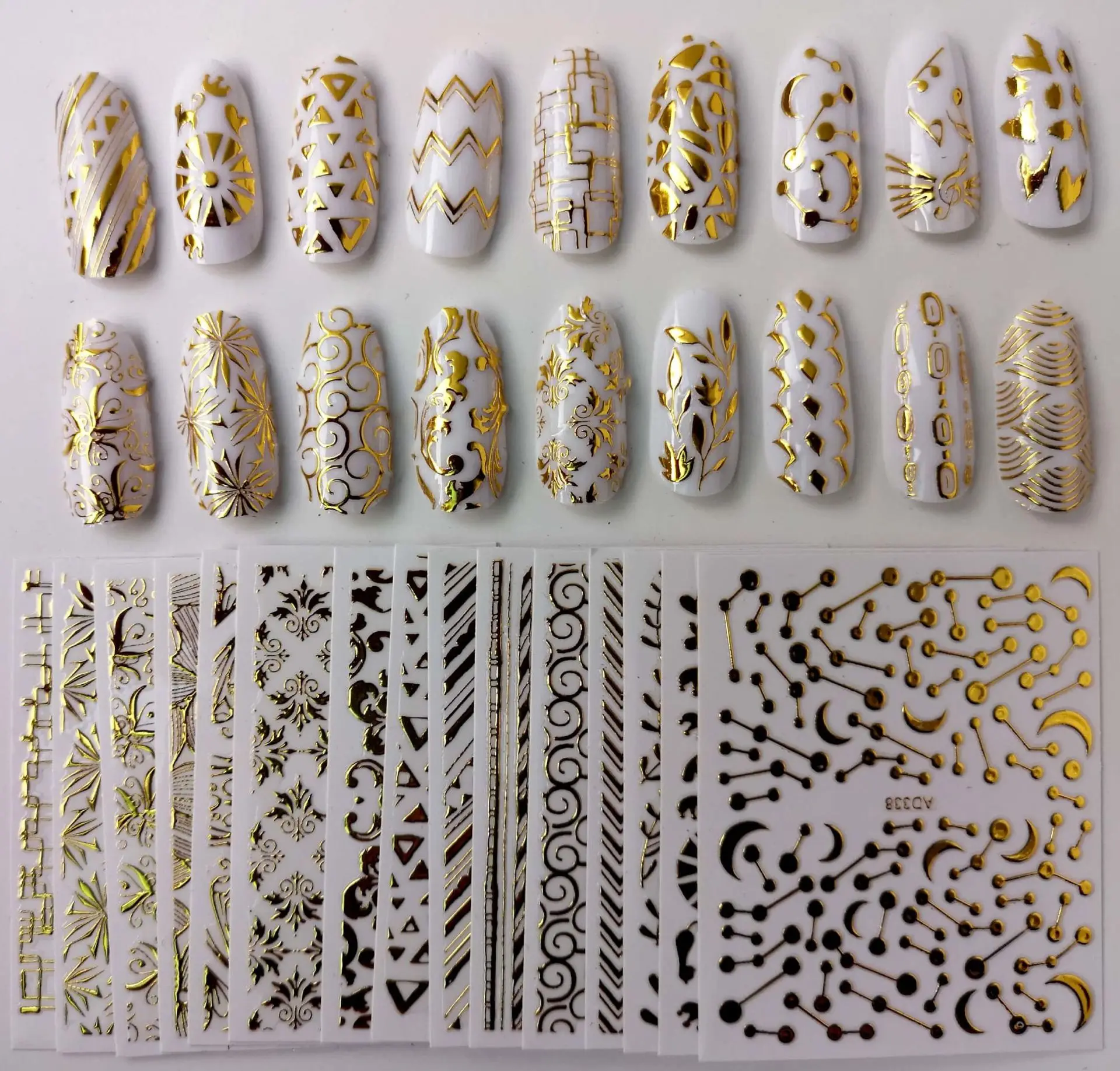 Металлическая самоклеящаяся наклейка для ногтей 26 шт. золотой цвет