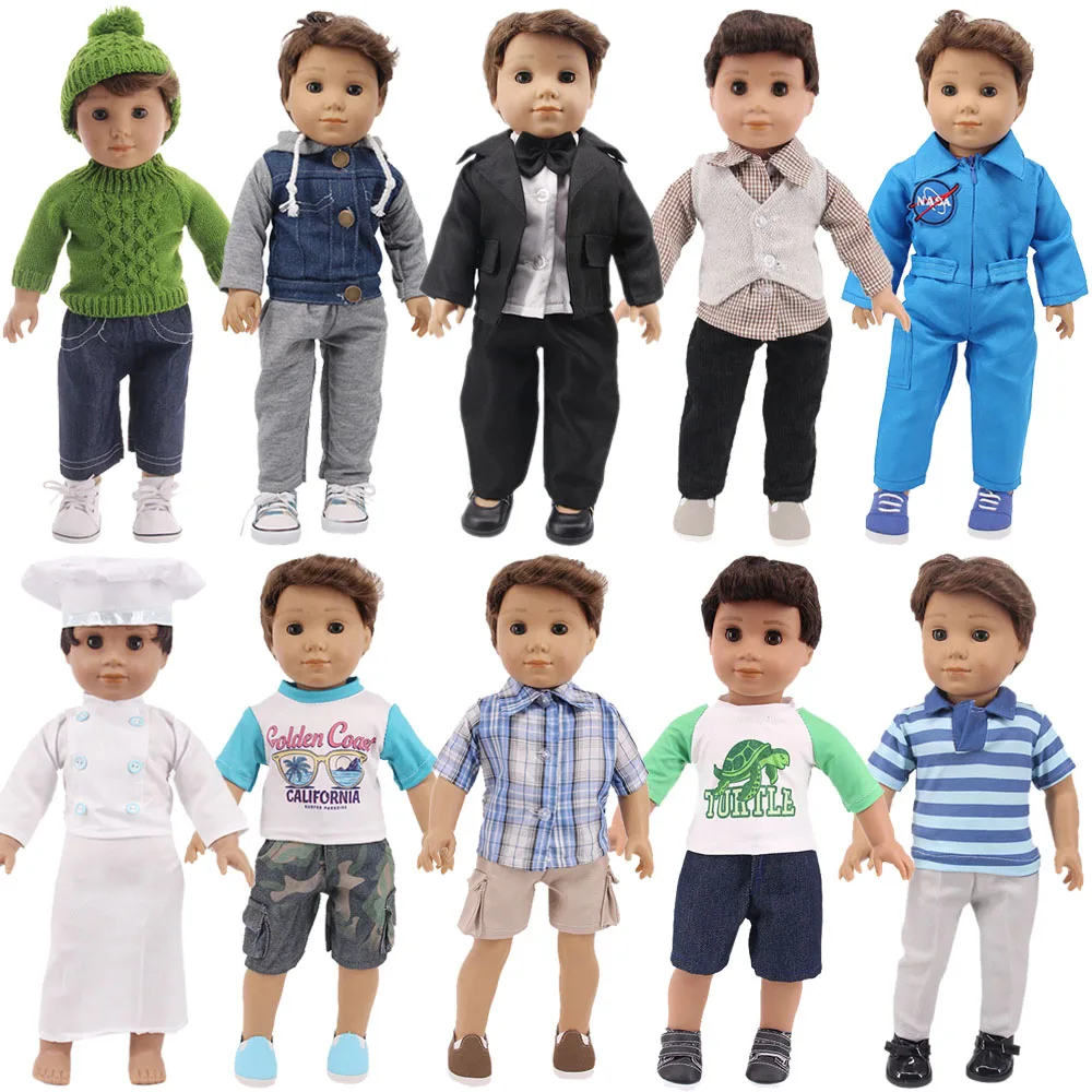 2Pcs/Set Doll Clothes Sweater Jeans Shoes Fit 18 Inch American Of Girl`s&43Cm Baby New Born Logan Boy Doll Zaps Generation Toy
