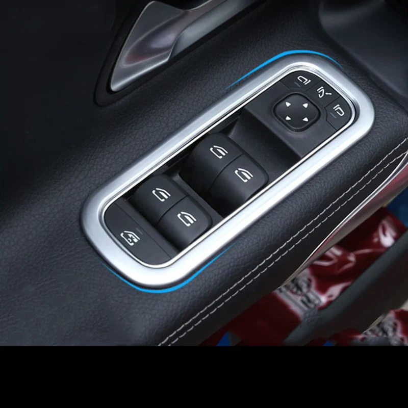 

Car Window Lifter Switch Control Panel Frame Decoration for Mercedes Benz A Class A180 A200 2019 2020 2021 W177 Accessories Auto