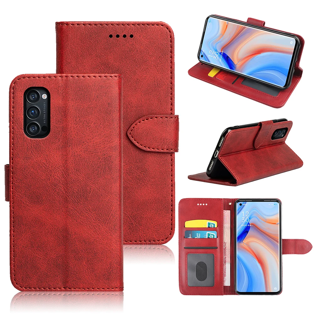 

ROEMI For OPPO Reno 4 Pro Comfortable Hand Feeling Leather Case PU Flip Cover Card Slot Flip PU Leather Case Photo Frame