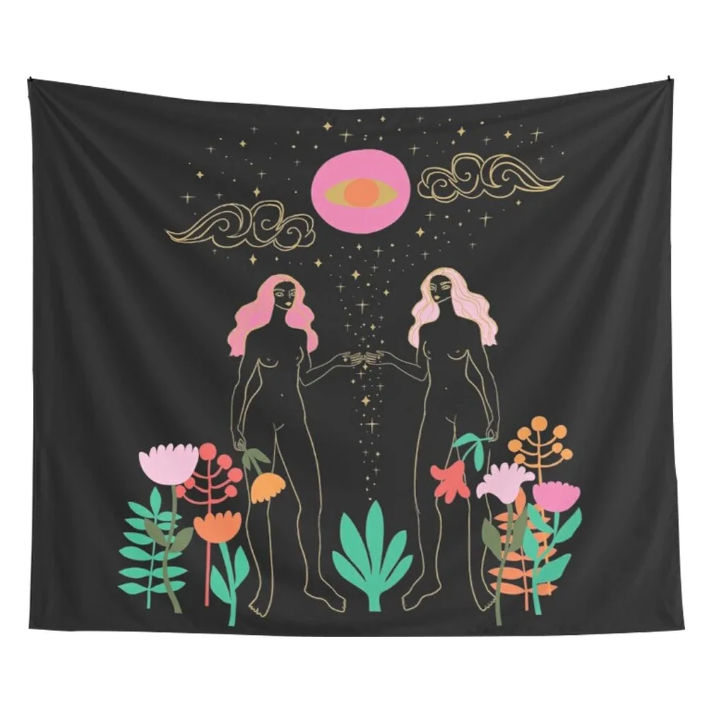 Абстрактные психоделические гобелены солнце и луна цветок гобелен с