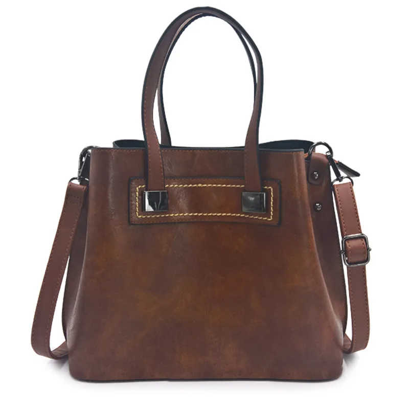 

2021 New Arrivals Women's Shoulder Bags Hard PU Leather Solid Female Design Versatile Women Bucket Bags