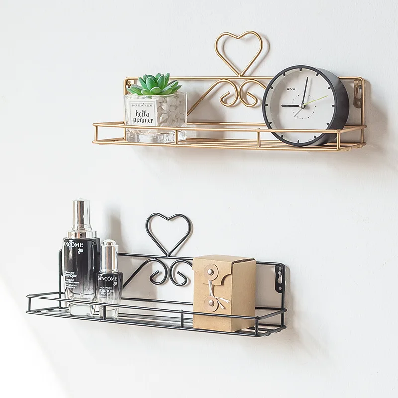 

Iron Wall Decoration Shelf Storage Rack Hanging Basket for Bedroom Living Room Organizer Floating Metal Wire Display Shelf