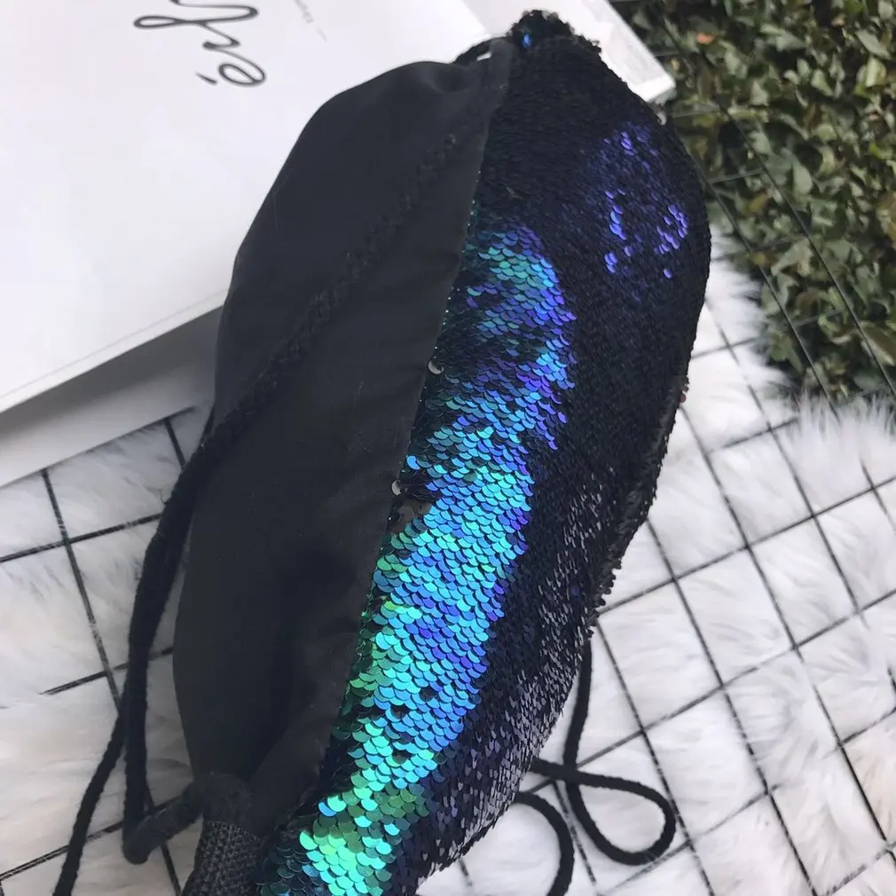 Модные женские сумки на шнурке рюкзак для девочек-подростков с блестками