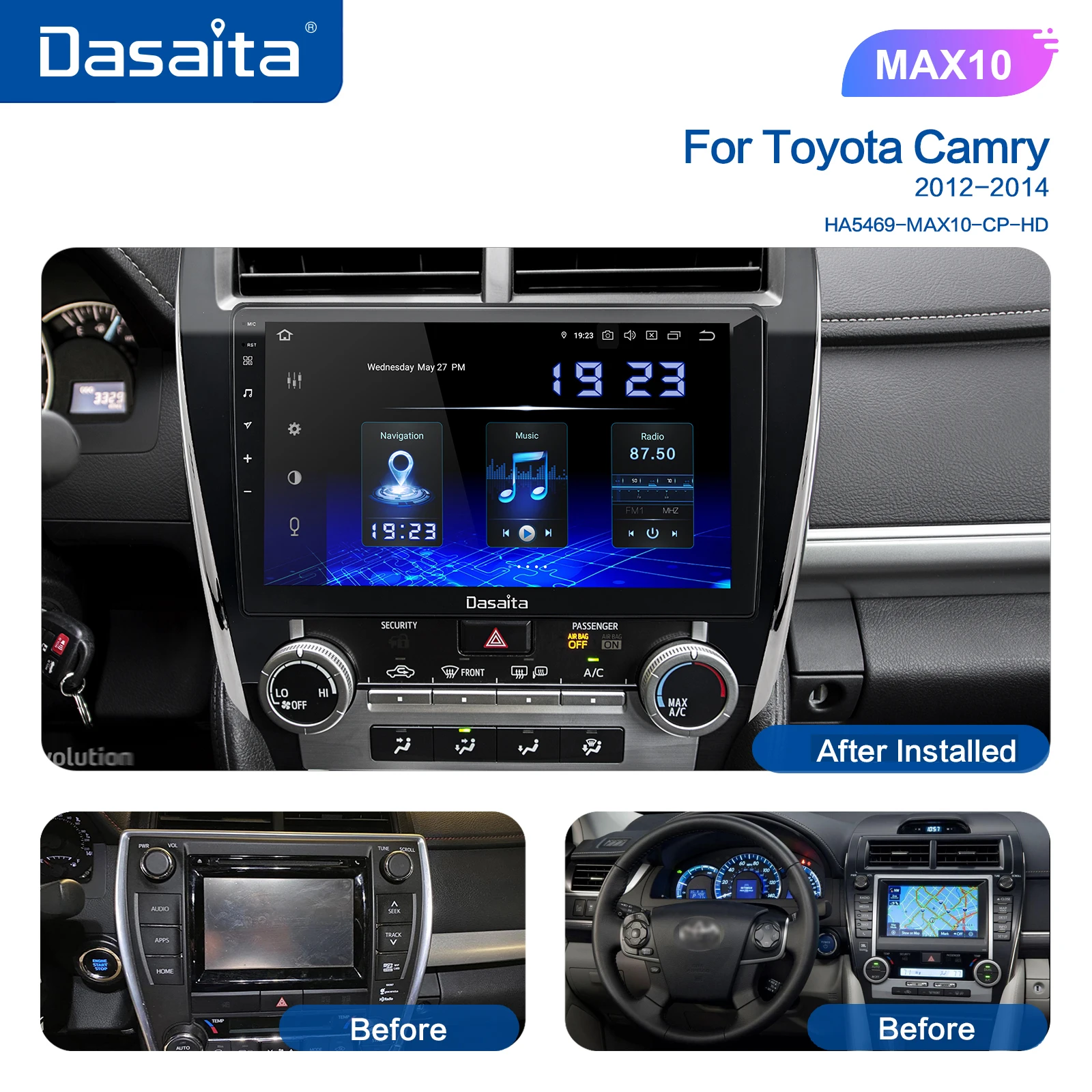 Dasaita 10 2 &quotIPS автомобильный Android 0 1 din плеер для Toyota Camry 2012 2013 2014 США и средний восток
