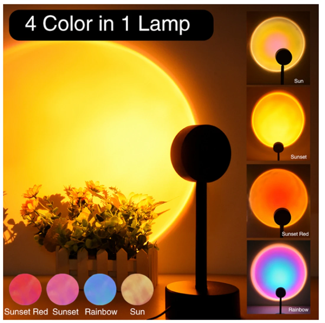 

USB Sunset Lamp Sunset Projector Mood Light Living Room Bedroom Night Light Room Decor Bar Atmosphere Photography /LOT