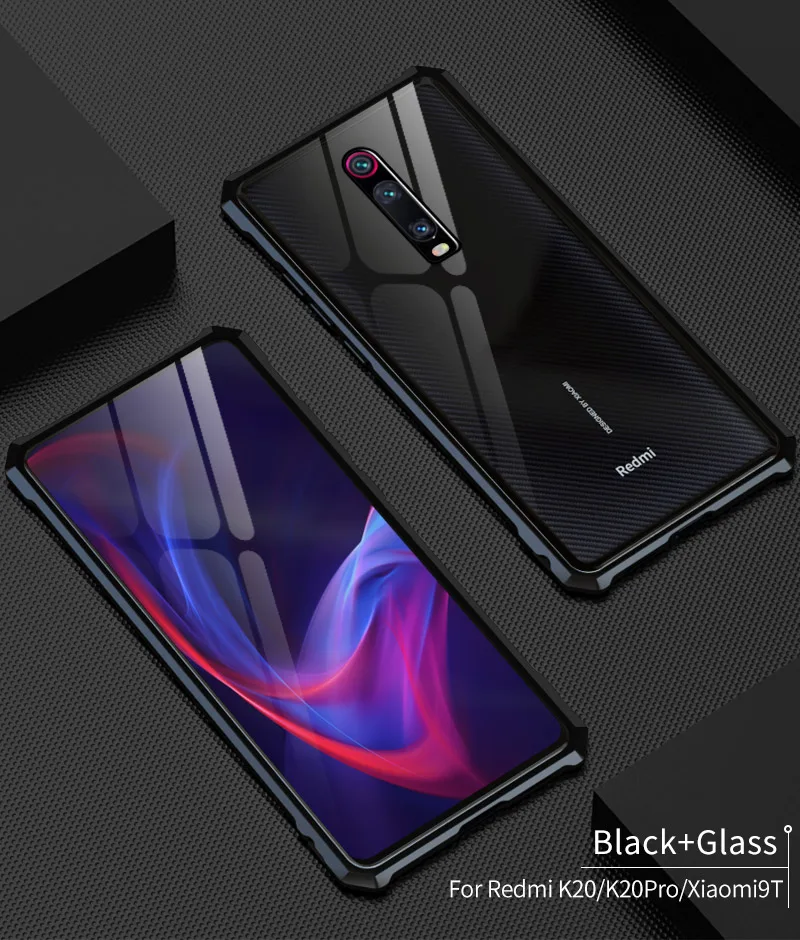 Металлический бампер для Xiaomi mi 9 t Pro, металлический корпус, прозрачная стеклянная задняя крышка для Xiao mi 9 t mi 9 t, роскошный противоударный