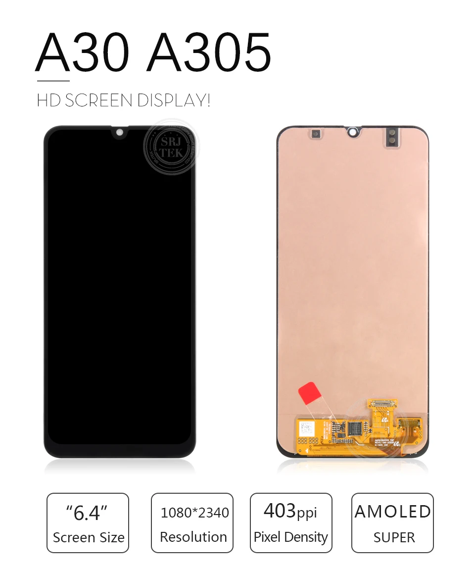 AMOLED экран для samsung Galaxy A30 ЖК сенсорный дигитайзер сенсор стекло в сборе для samsung A30 дисплей A305 A305F A305FD