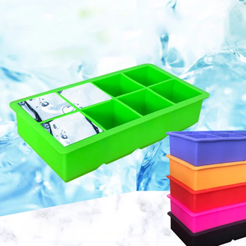 

Black 8 Big Grids Food Grade Silicone Ice Cube Maker Jumbo Large Ice Cube Tray