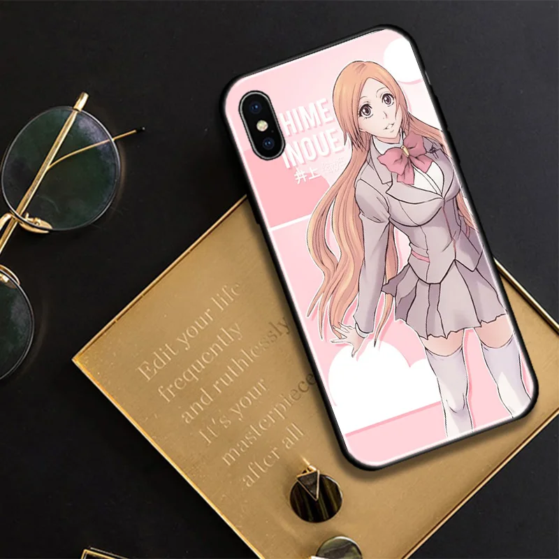 Orihime Inoue Отбеливатель Аниме закаленное стекло Мягкий силиконовый чехол для
