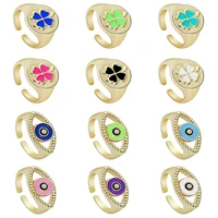 new vintage evil eye rings for women multicolor dripping oil rings for women adjustable opening rings jewelry female party gift