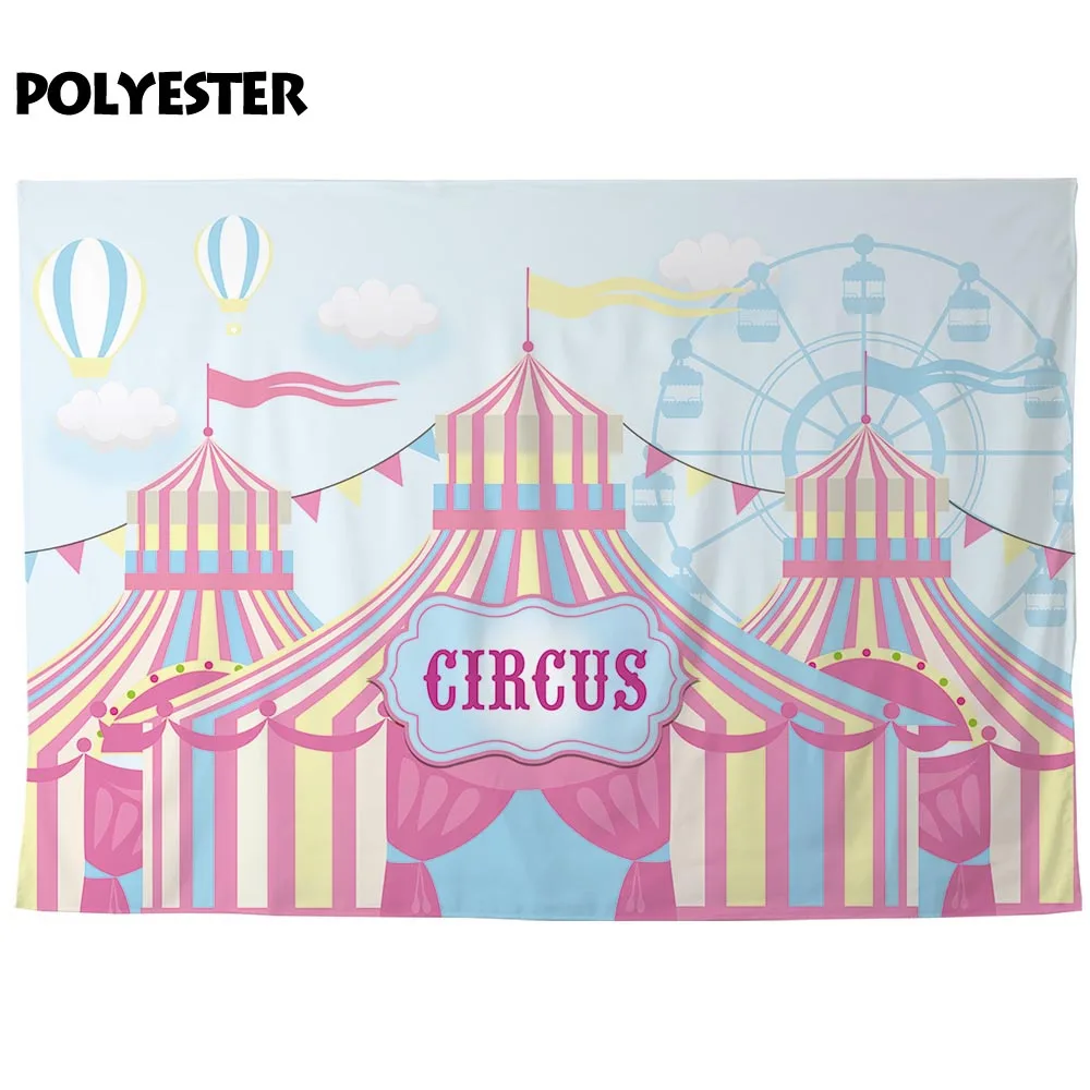 Allenjoykids background for photography circus tent ferris wheel hot air balloon baby birthday backdrop photocall photobooth | Электроника