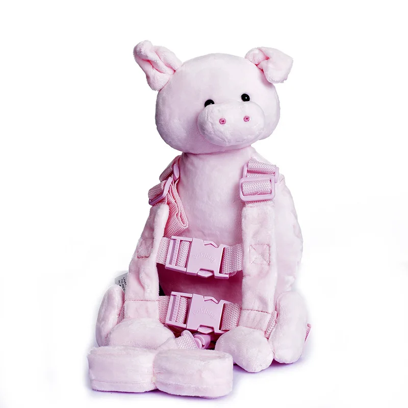 Animal Pig 2-in-1 Baby Plush Harness Backpacks with Safety Reins Piggy Anti-Lost Walking Assistant for Children Aged from 1 to 3