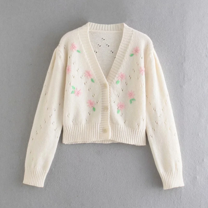 

Горячая Распродажа, Женский вязаный короткий свитер с вышивкой, Женский пуловер с длинным рукавом, повседневные женские свободные топы SW1285