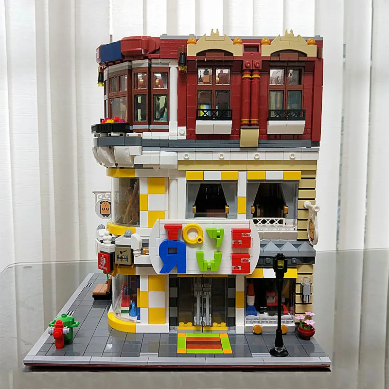 

City Street View MOC Creative Cities Toys And Bookstore Modular Bricks Bricks Bookshop Dom modulowy Building Block Kids Gift Toy