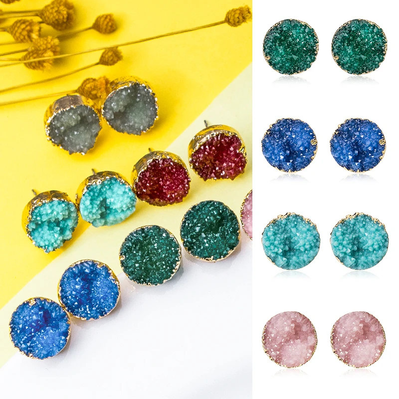 QCOOLJLY серьги с натуральным драгоценным камнем модные простые серьги-гвоздики