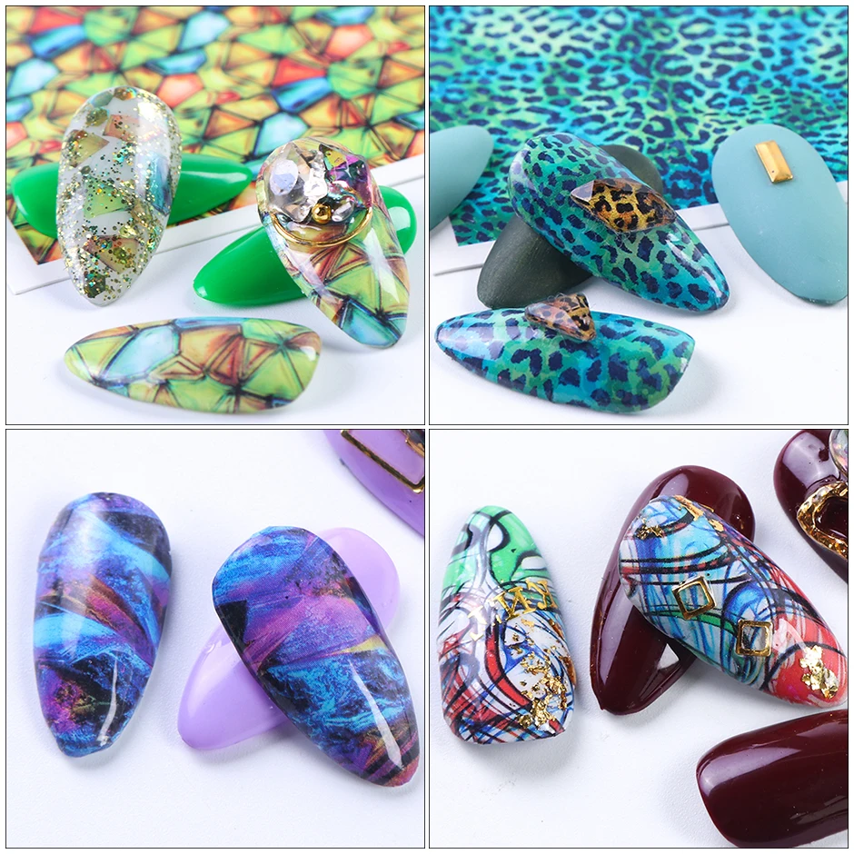 45 шт DIY сверкающие ногти, художественные наклейки, Переводные фольга, полноцветный светильник, снежинки, бумага для маникюра, набор CHWG3001-3045